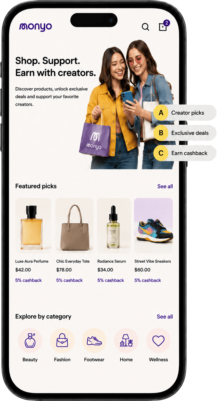 InstaMonyo marketplace app mockup